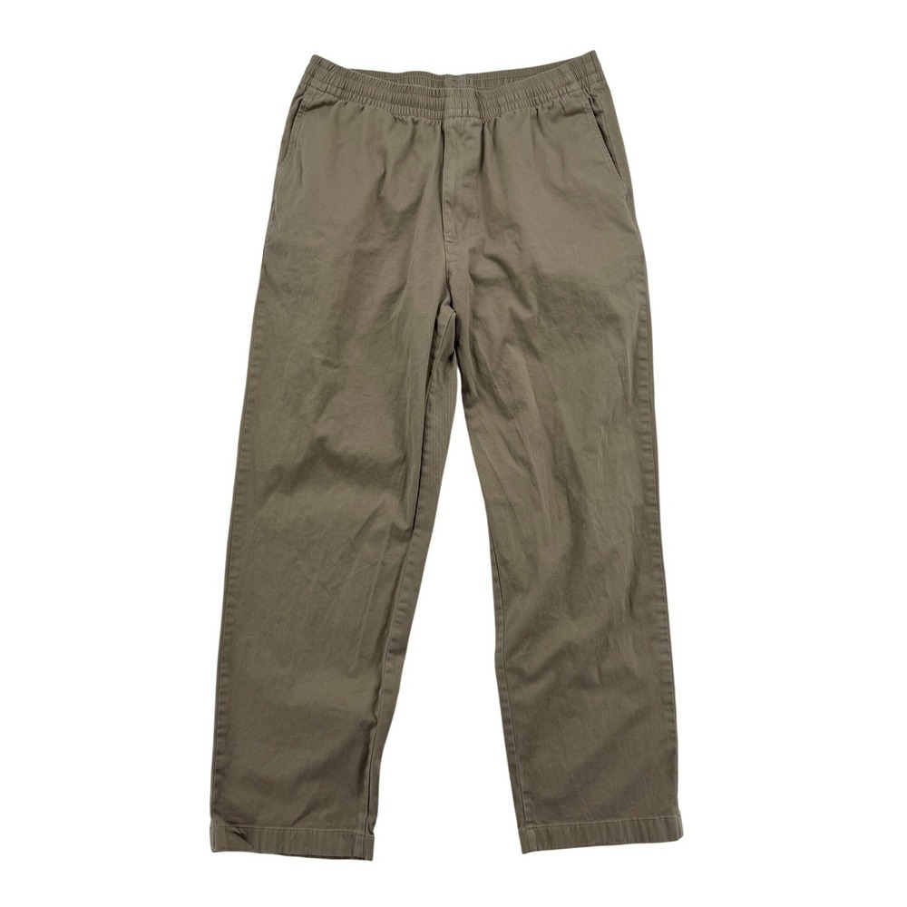 Uniqlo Cotton Ankle Pants Mens M 30-33 Khaki Good Elastic Waist Chino Unisex